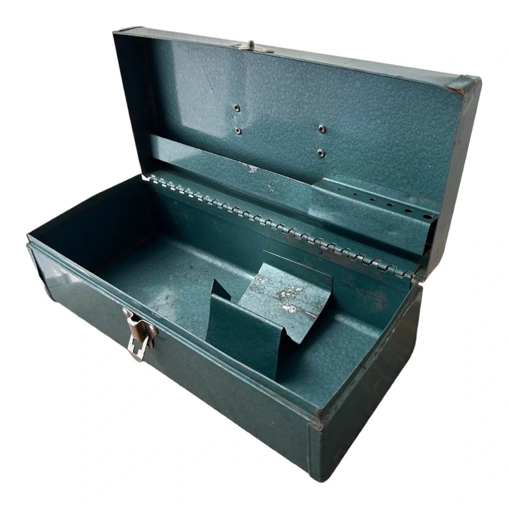 Teal Moonbeam Enamel Steel Artist Utility Box